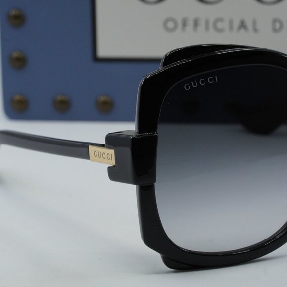 Gucci GG1431S 001 Women Butterfly Sunglasses - Black / Grey